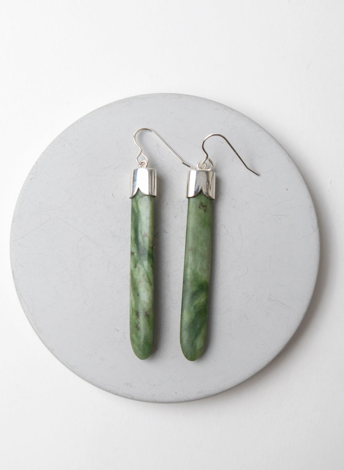 Silver Cap Pounamu Earrings