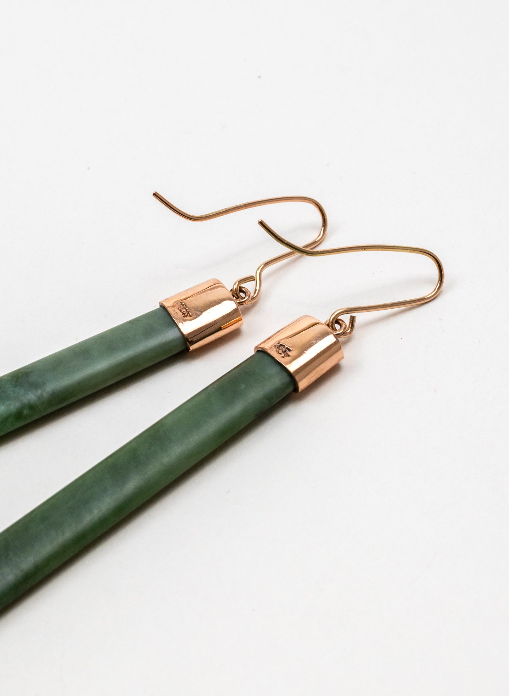 Gold Capped Pounamu Drop Earrings