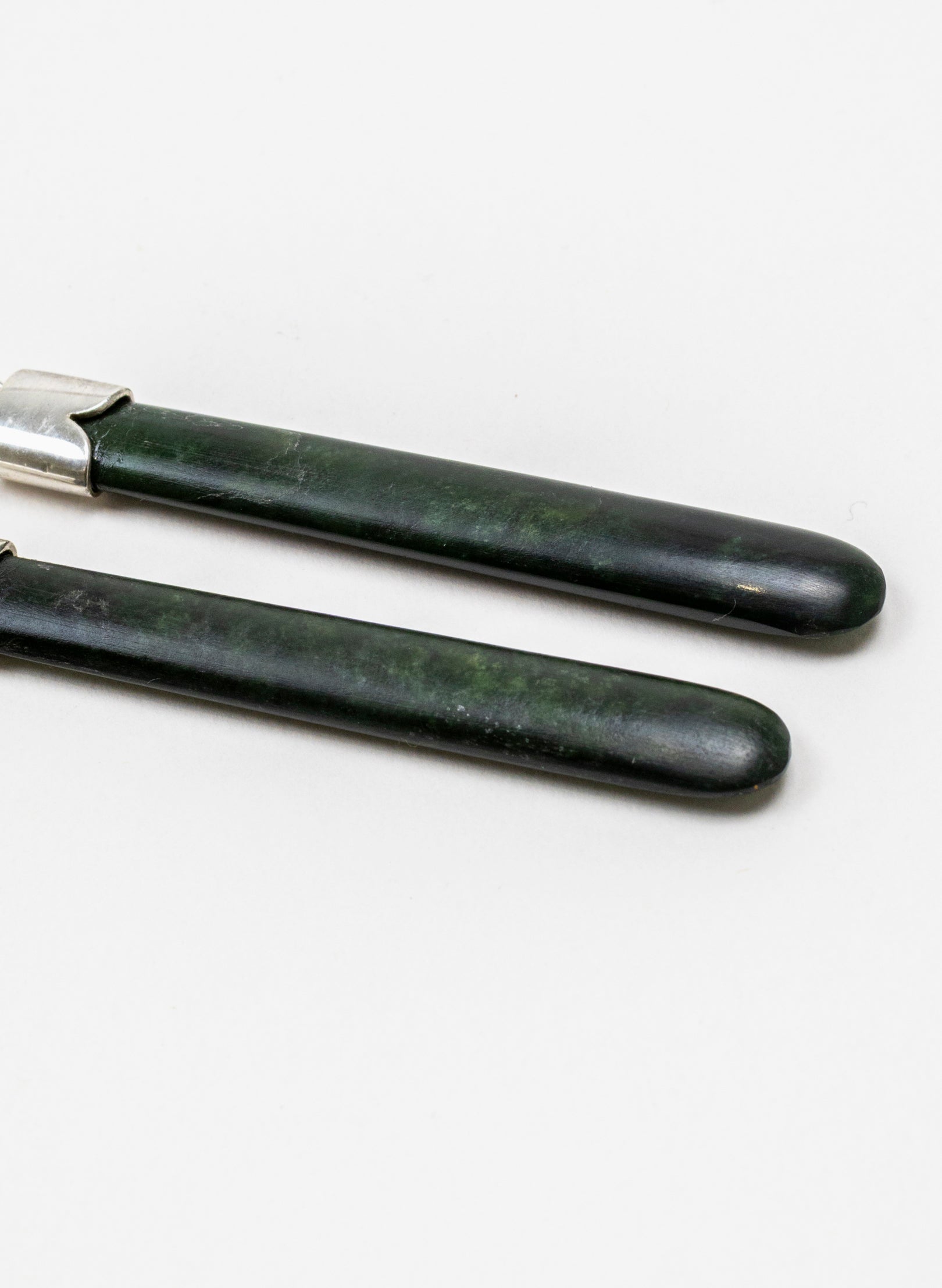 Silver Capped Pounamu Drop Earrings