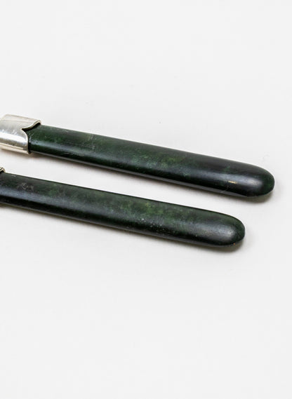 Silver Capped Pounamu Drop Earrings