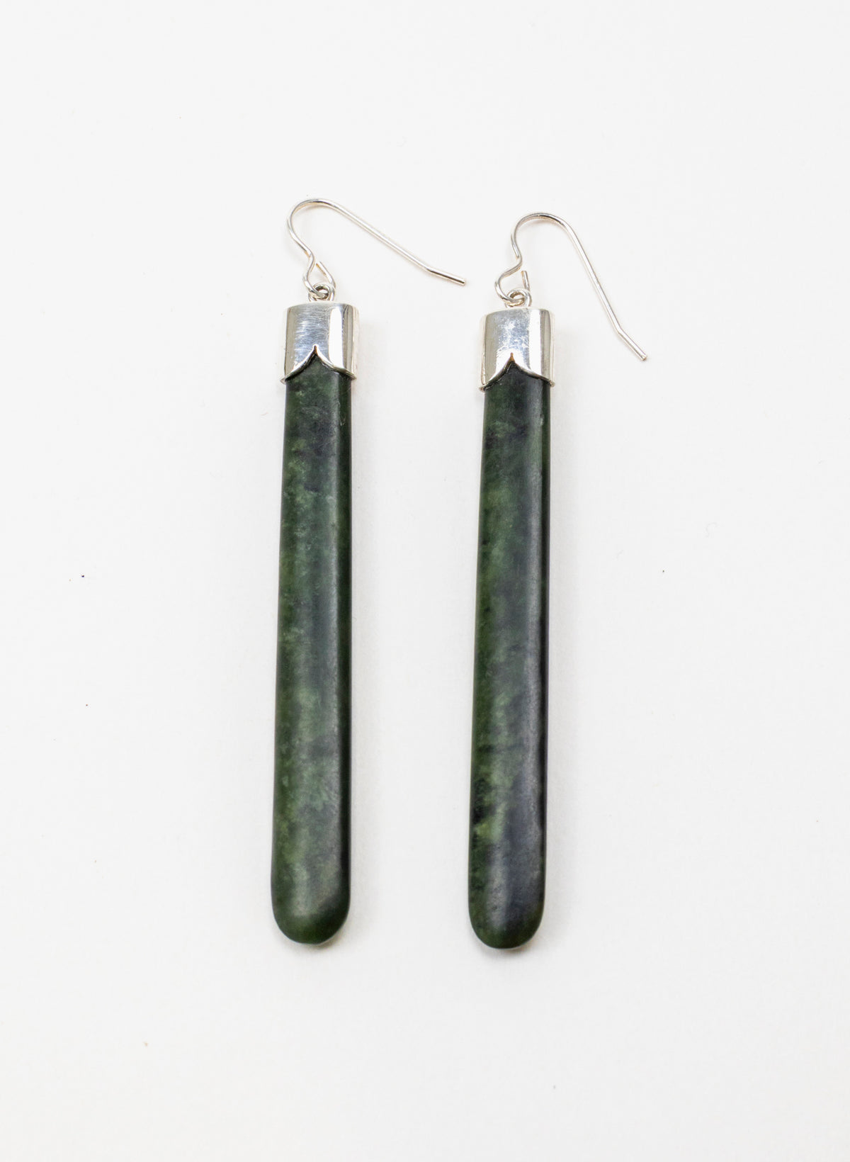 Silver Capped Pounamu Drop Earrings