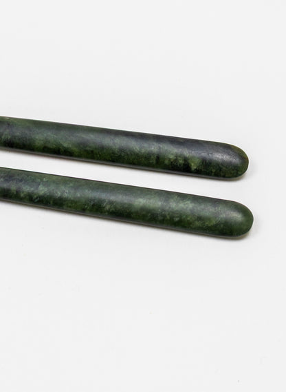 Silver Capped Pounamu Drop Earrings