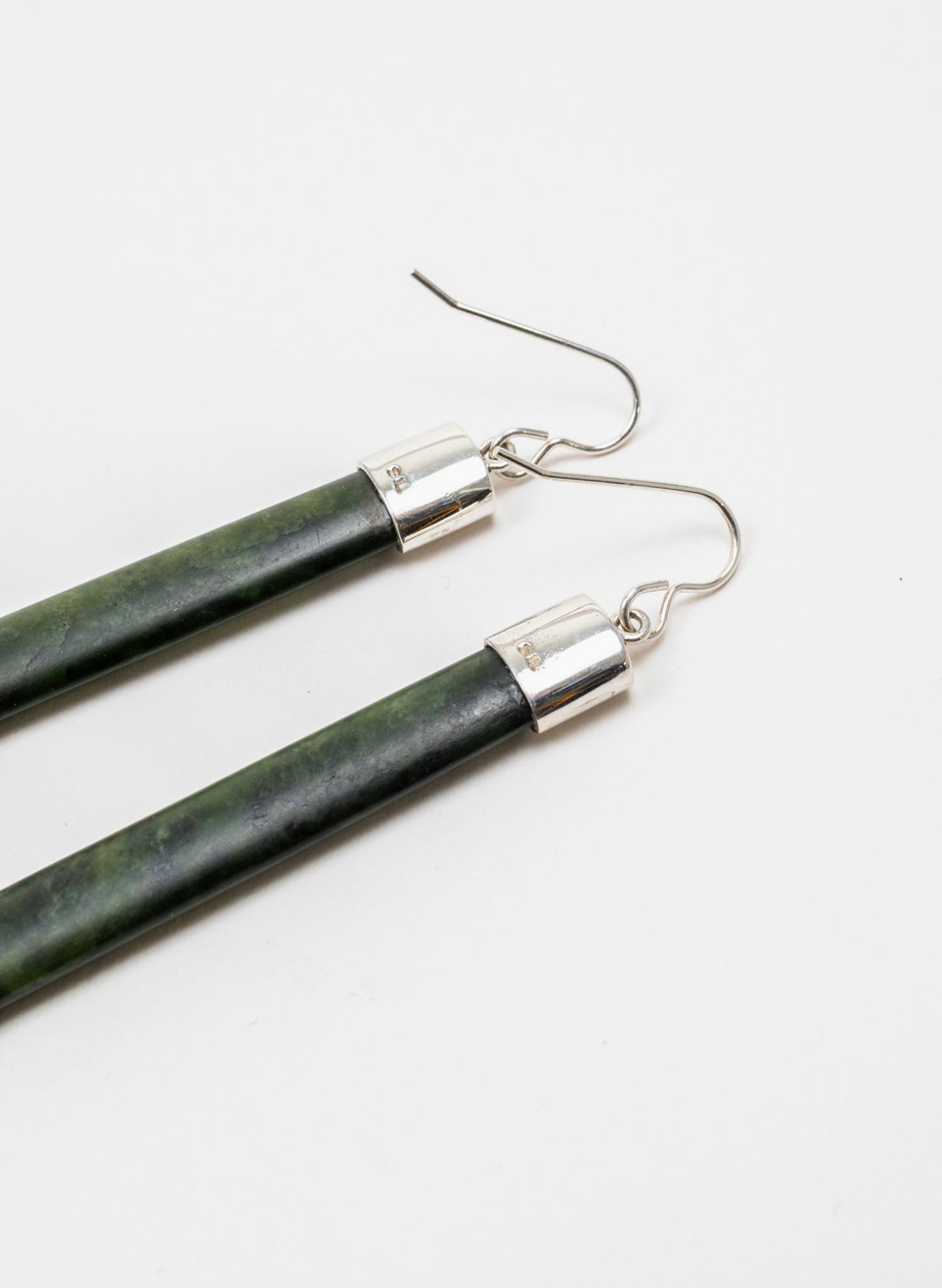 Silver Capped Pounamu Drop Earrings
