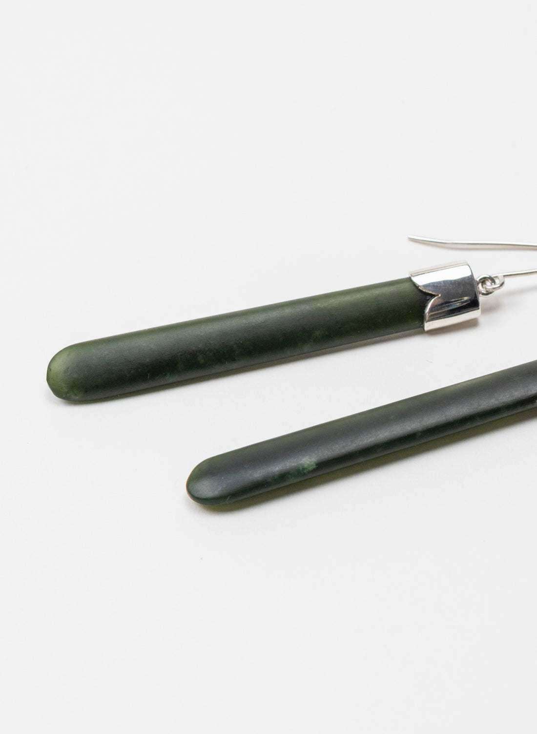Silver Capped Pounamu Drop Earrings