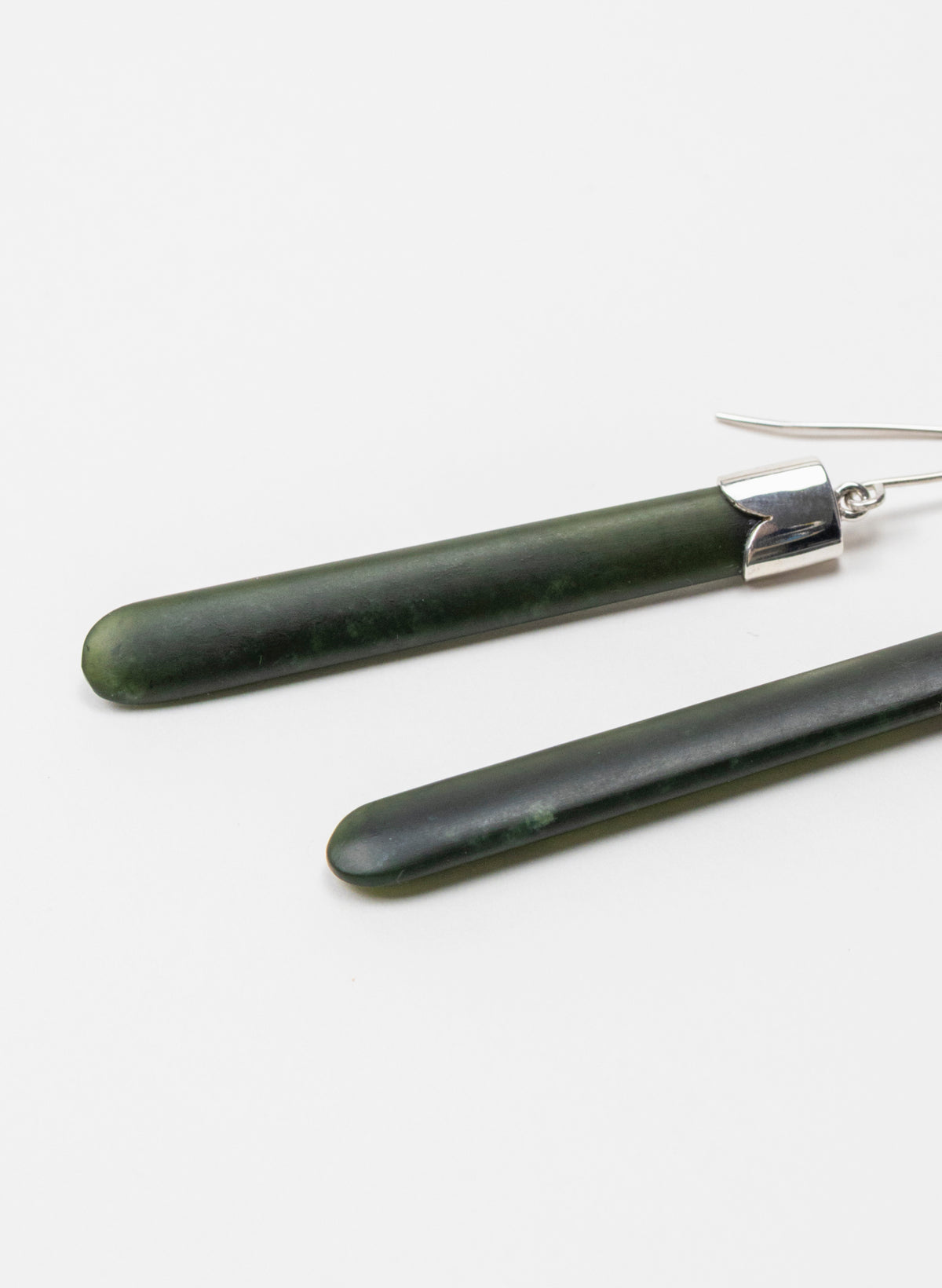 Silver Capped Pounamu Drop Earrings