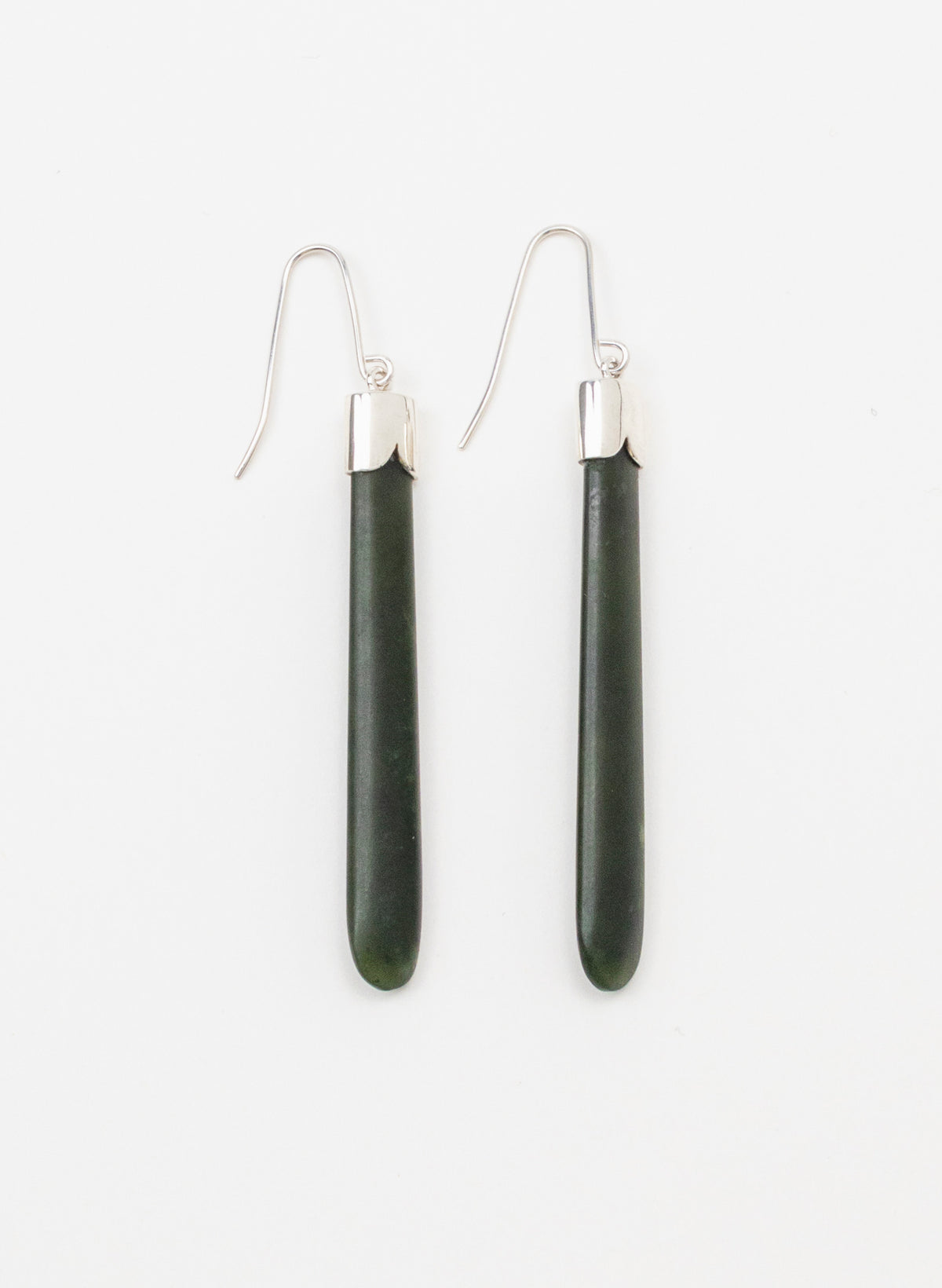 Silver Capped Pounamu Drop Earrings