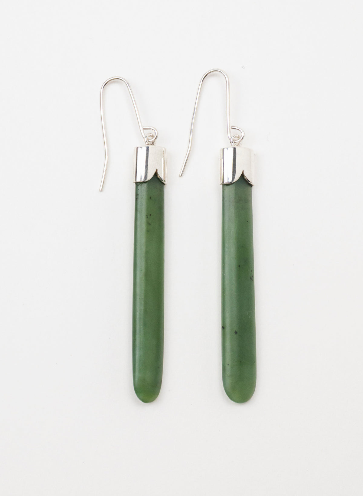 Silver Capped Pounamu Drop Earrings
