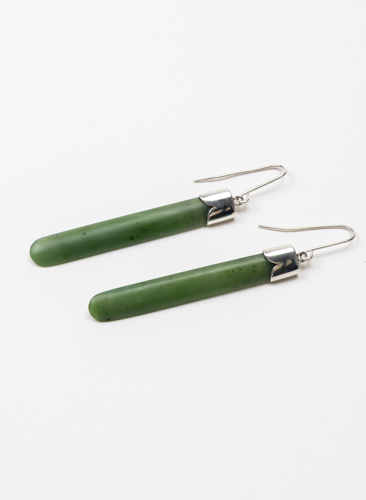 Silver Capped Pounamu Drop Earrings