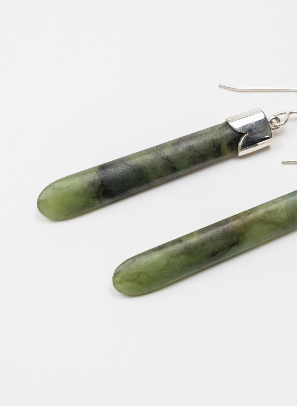Silver Capped Pounamu Drop Earrings