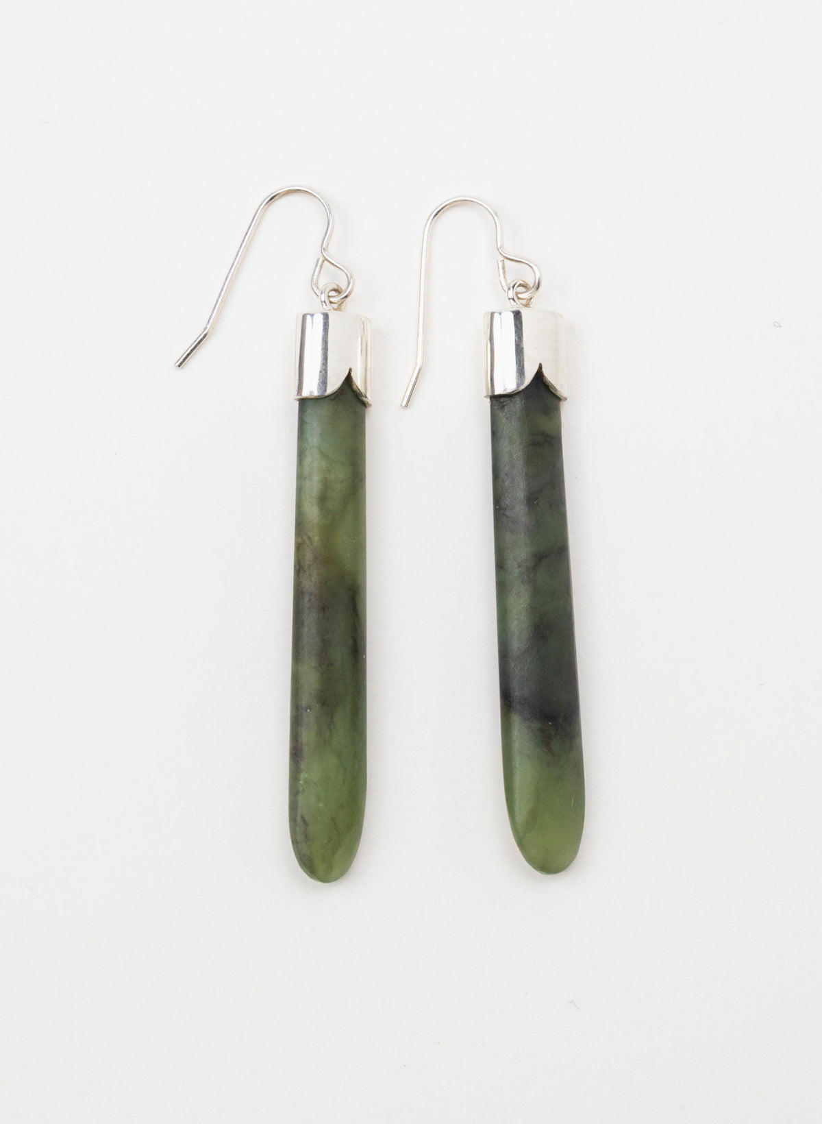 Silver Capped Pounamu Drop Earrings