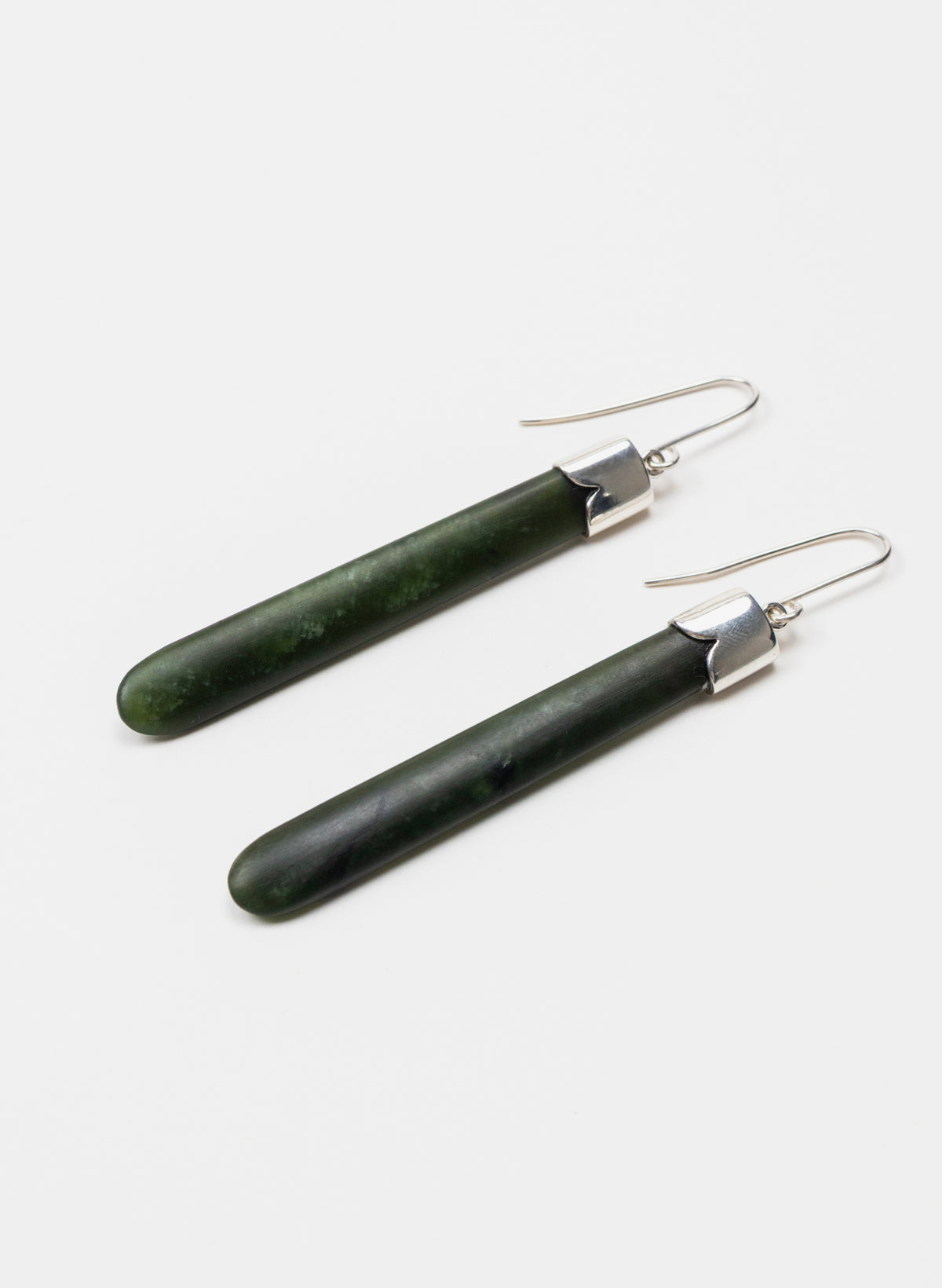 Silver Capped Pounamu Drop Earrings