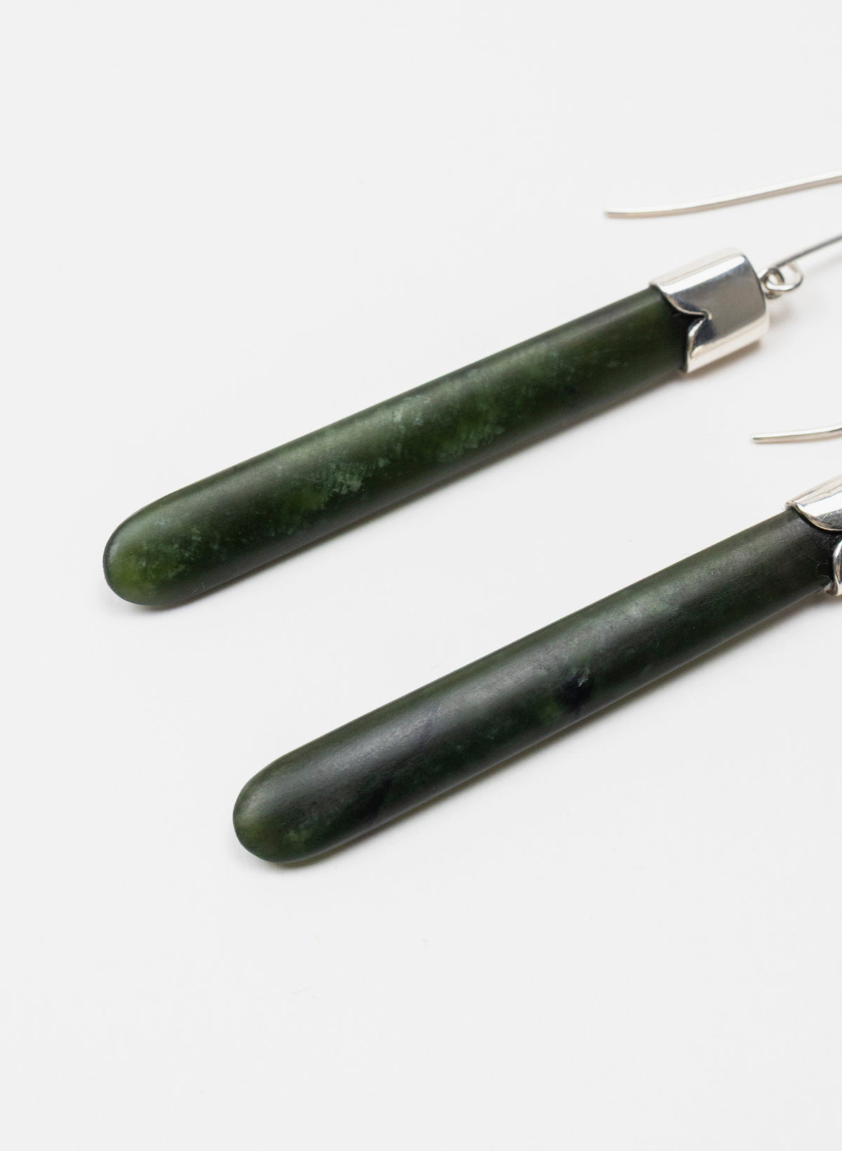 Silver Capped Pounamu Drop Earrings
