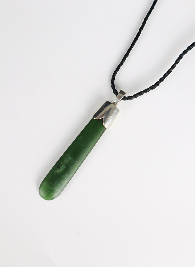Capped Silver Pounamu Drop Pendant