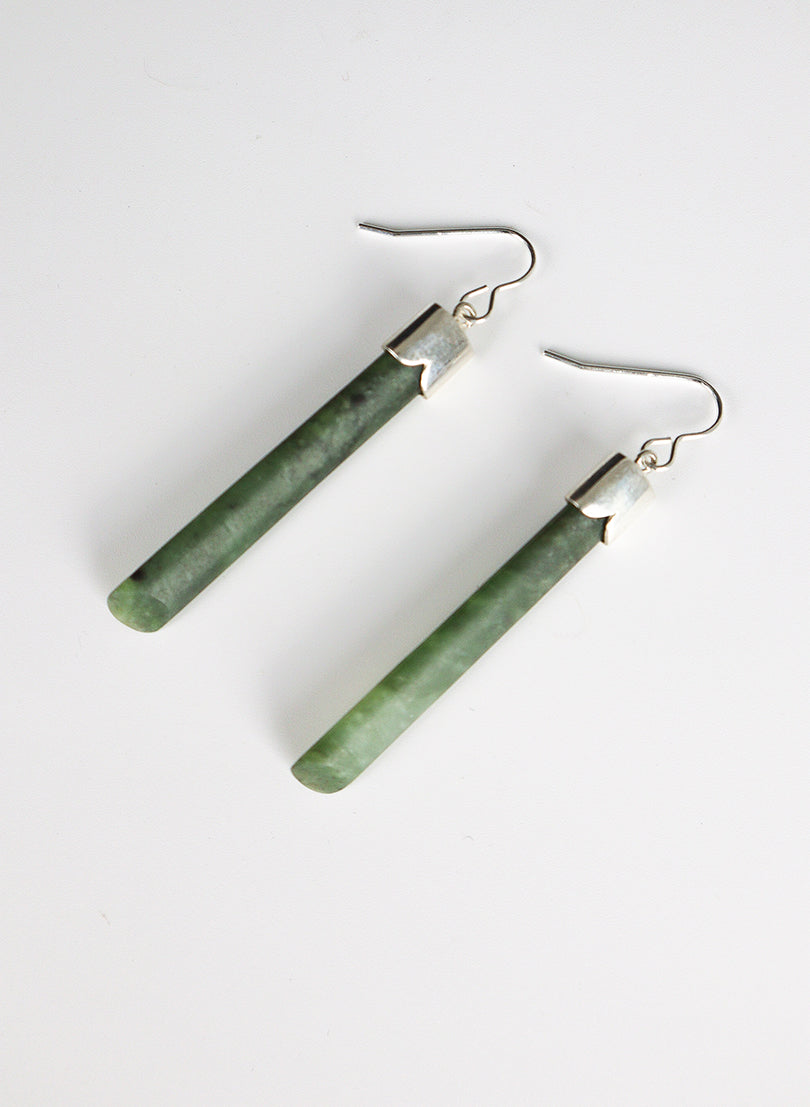 Capped Pounamu Drop Earrings