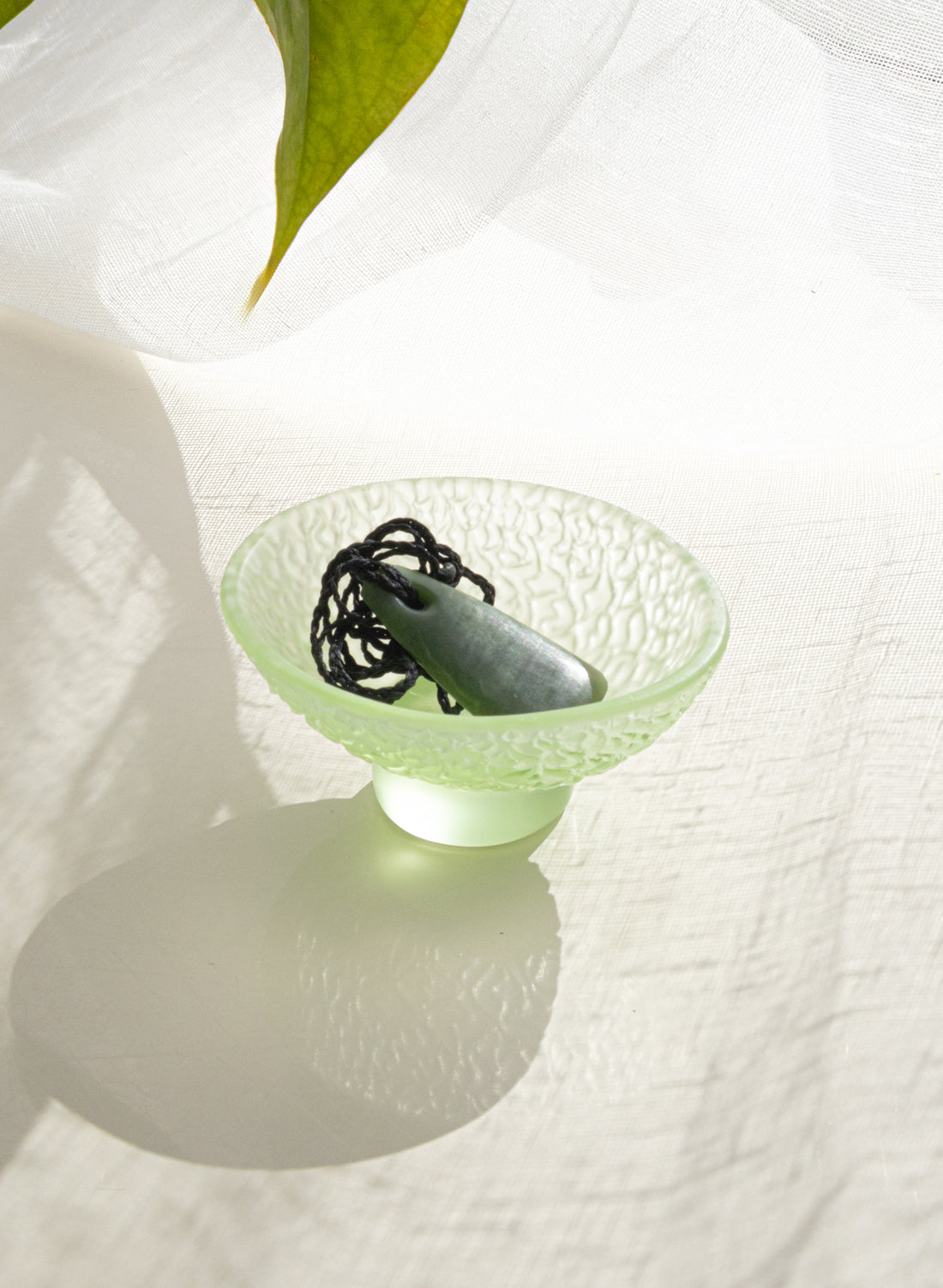 Lead Crystal Pale Lagoon - Oval Carved Bowl