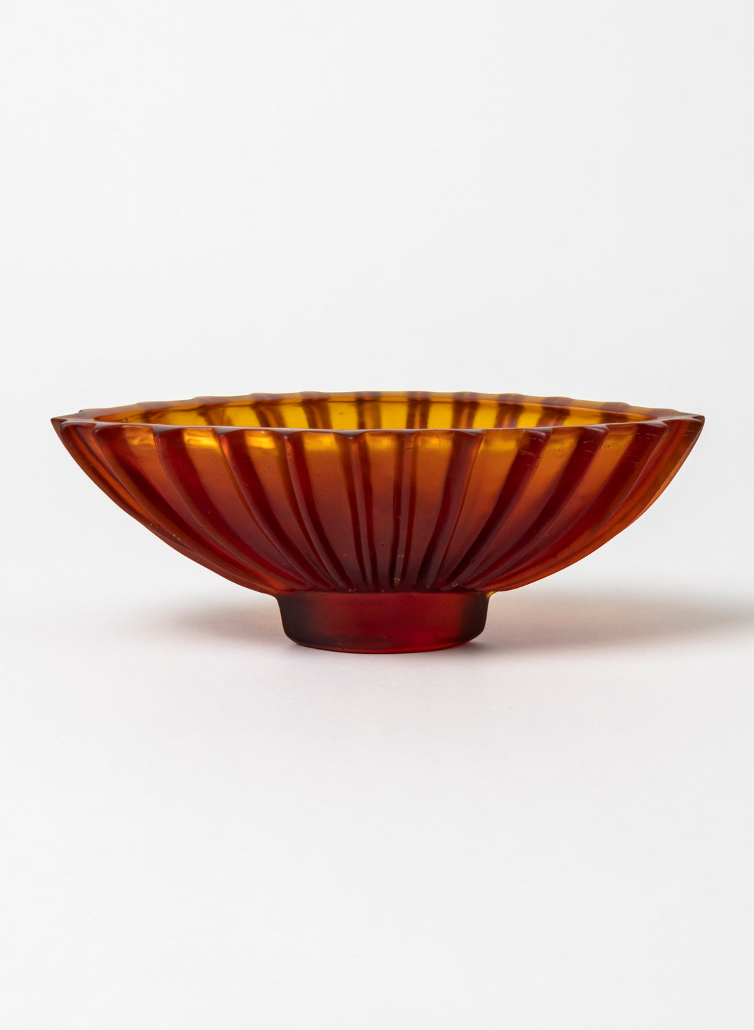 Lead Crystal Orange Red - Fluted Bowl