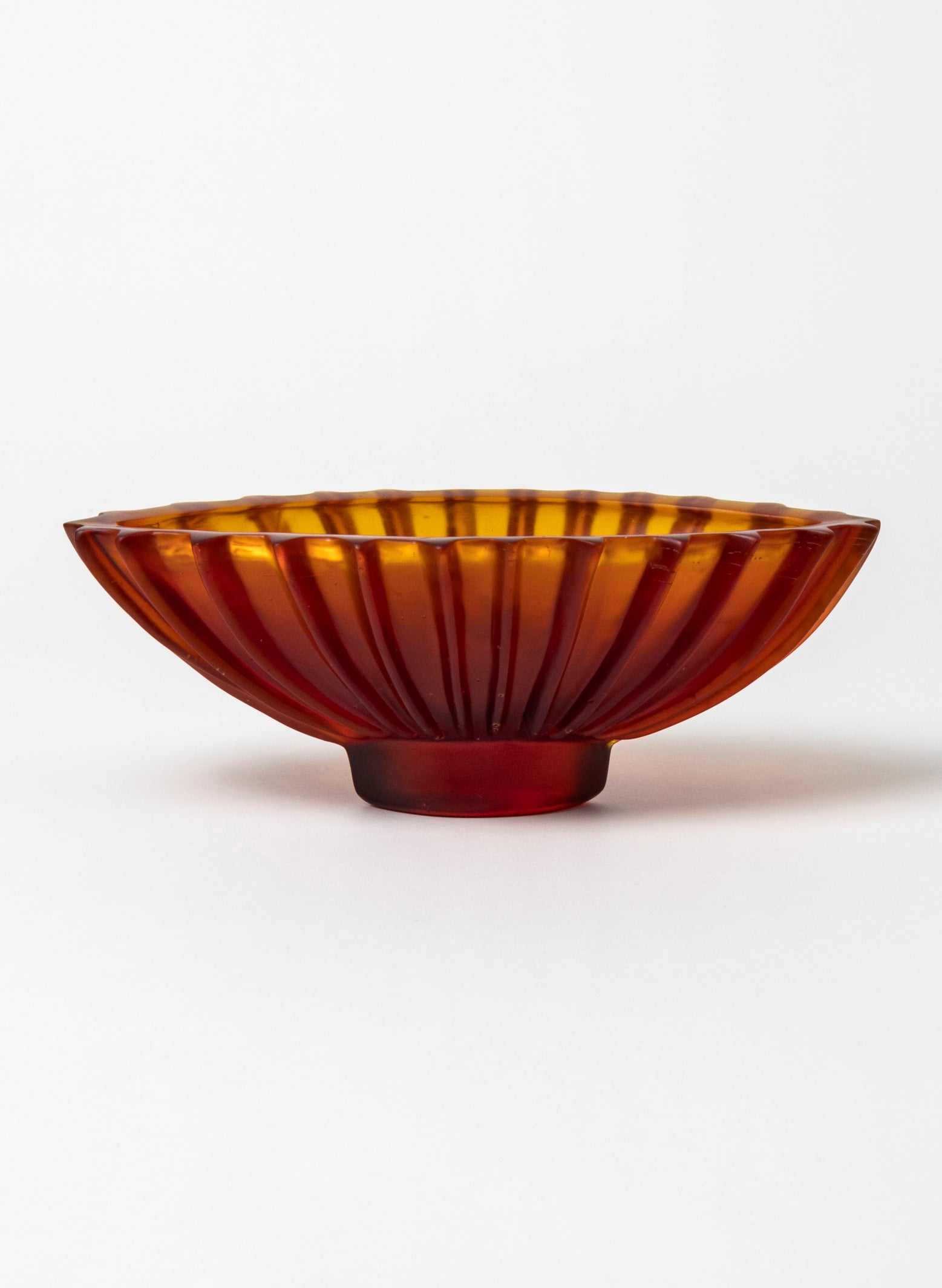 Lead Crystal Orange Red - Fluted Bowl