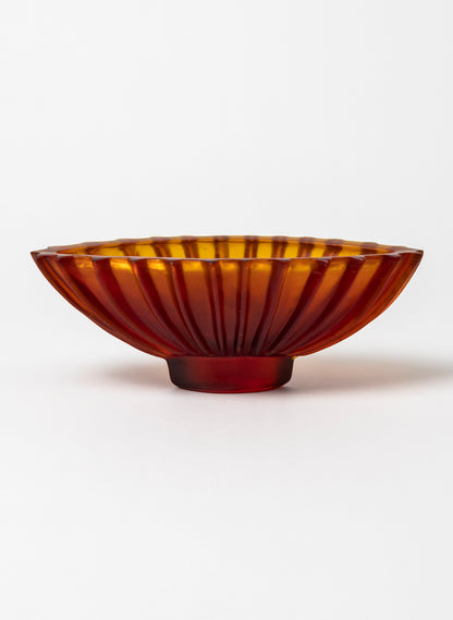 Lead Crystal Orange Red - Fluted Bowl