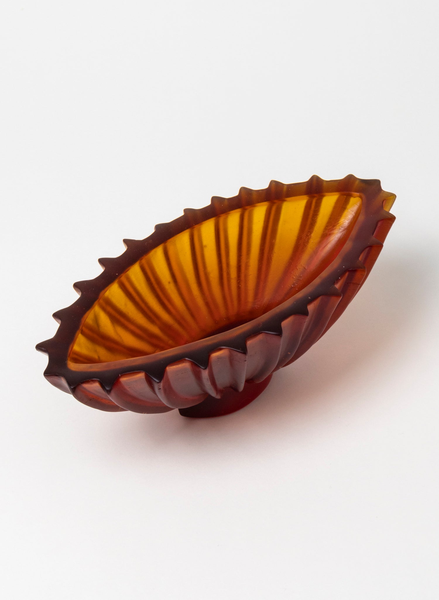 Lead Crystal Orange Red - Fluted Bowl