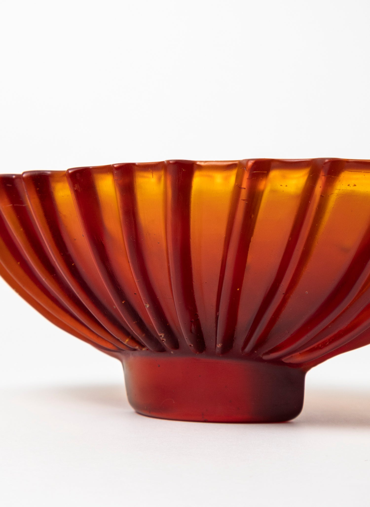 Lead Crystal Orange Red - Fluted Bowl