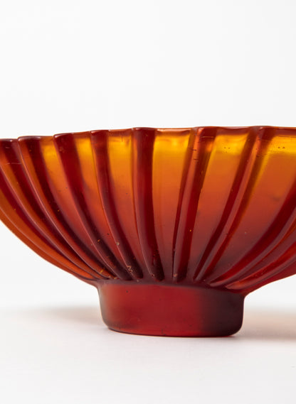 Lead Crystal Orange Red - Fluted Bowl