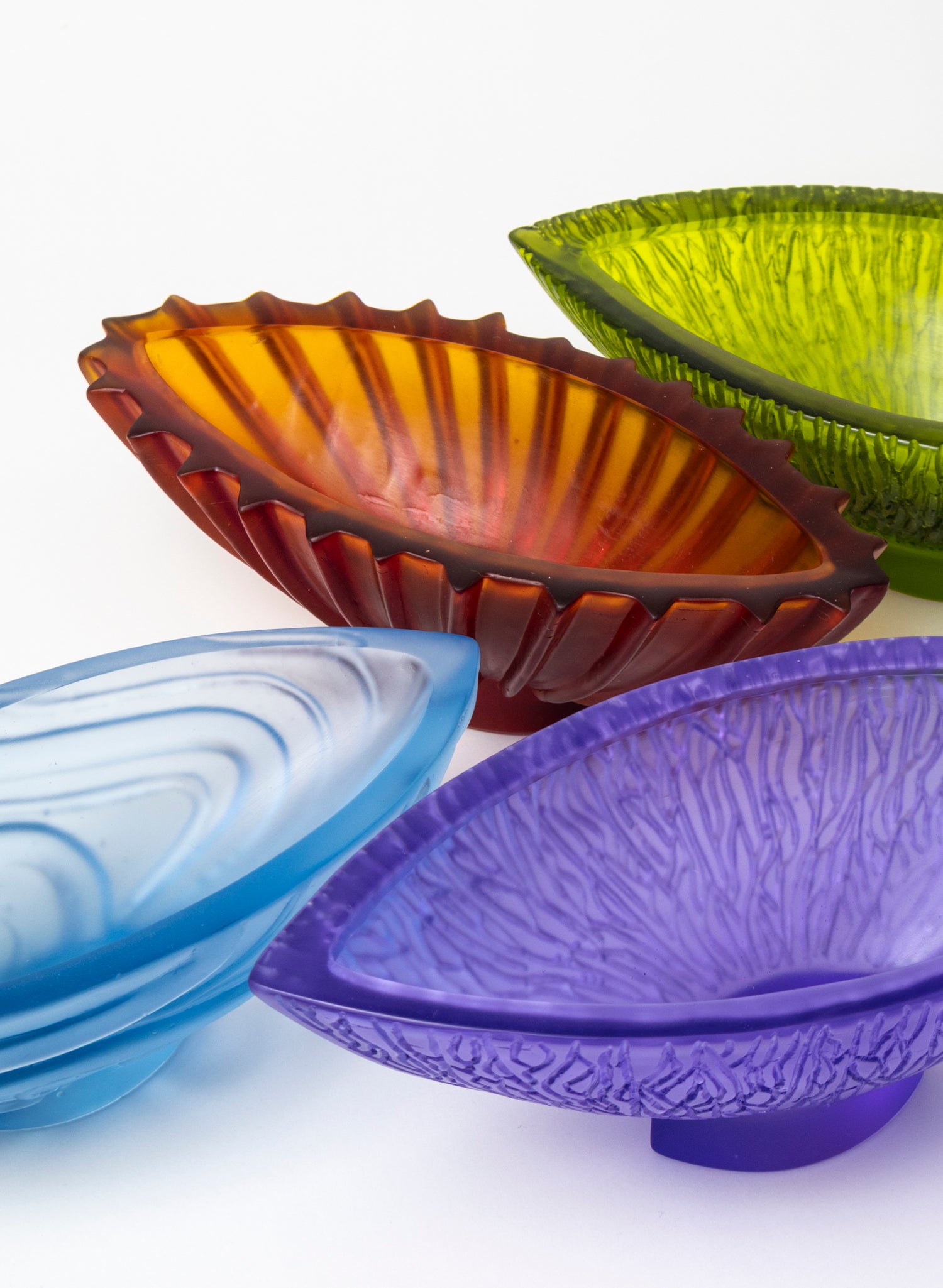 Lead Crystal Orange Red - Fluted Bowl