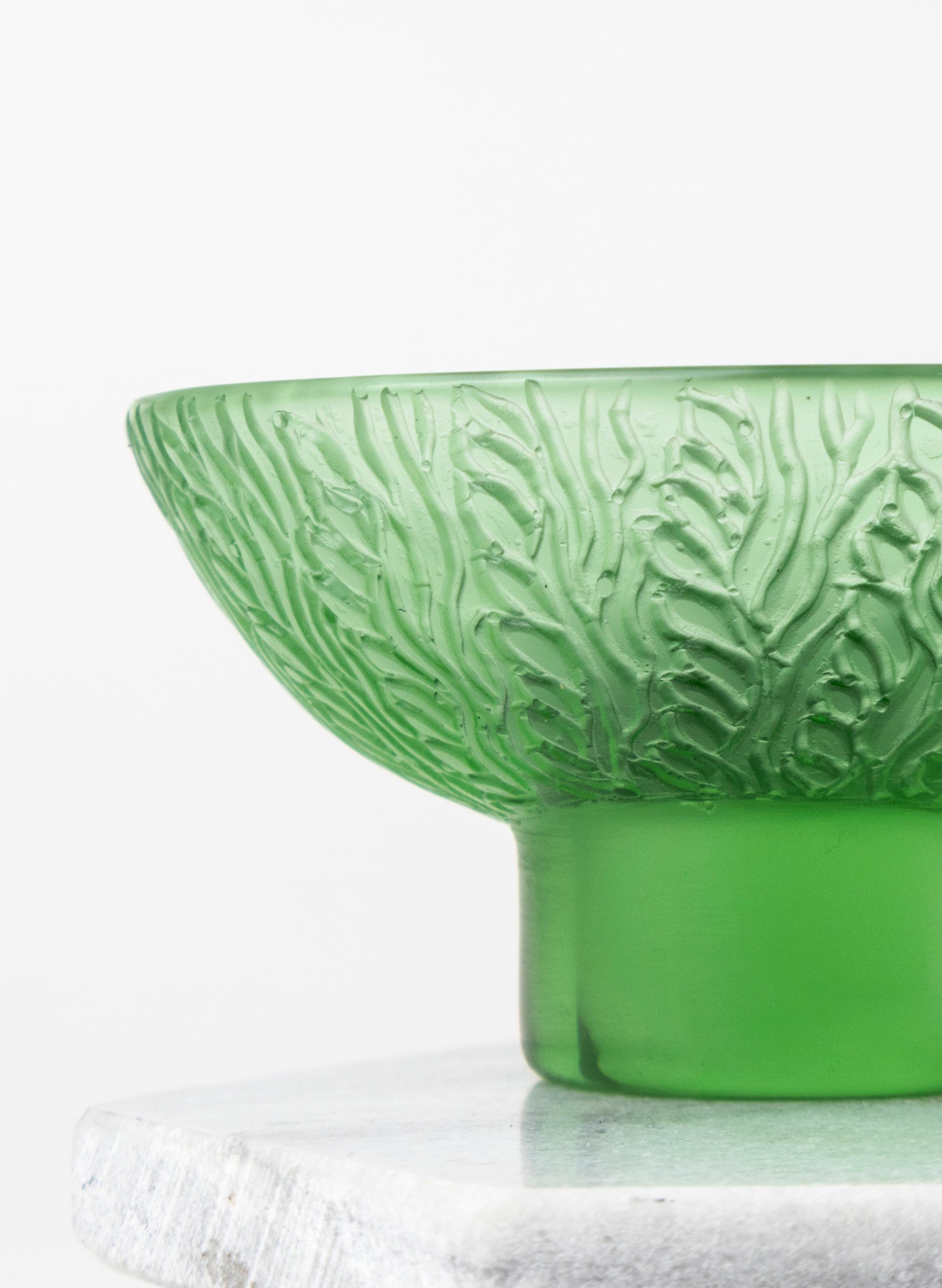 Lead Crystal Emerald - Oval Carved Bowl