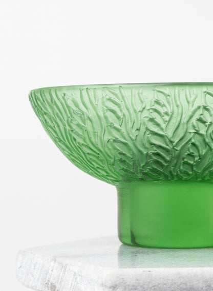 Lead Crystal Emerald - Oval Carved Bowl