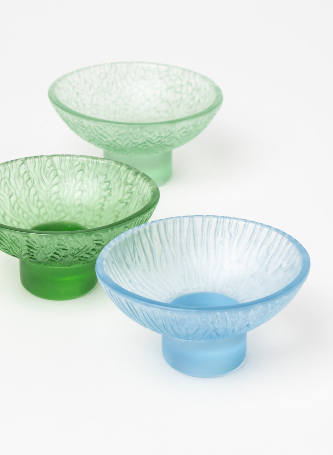 Lead Crystal Pale Aquamarine - Oval Carved Bowl