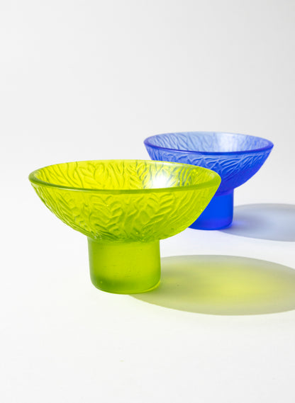 Lead Crystal Lime - Oval Carved Bowl