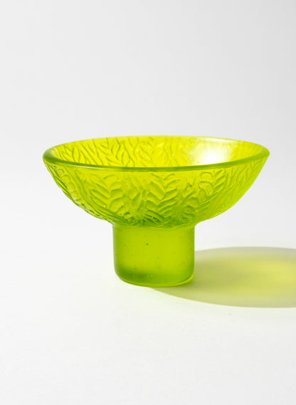 Lead Crystal Lime - Oval Carved Bowl