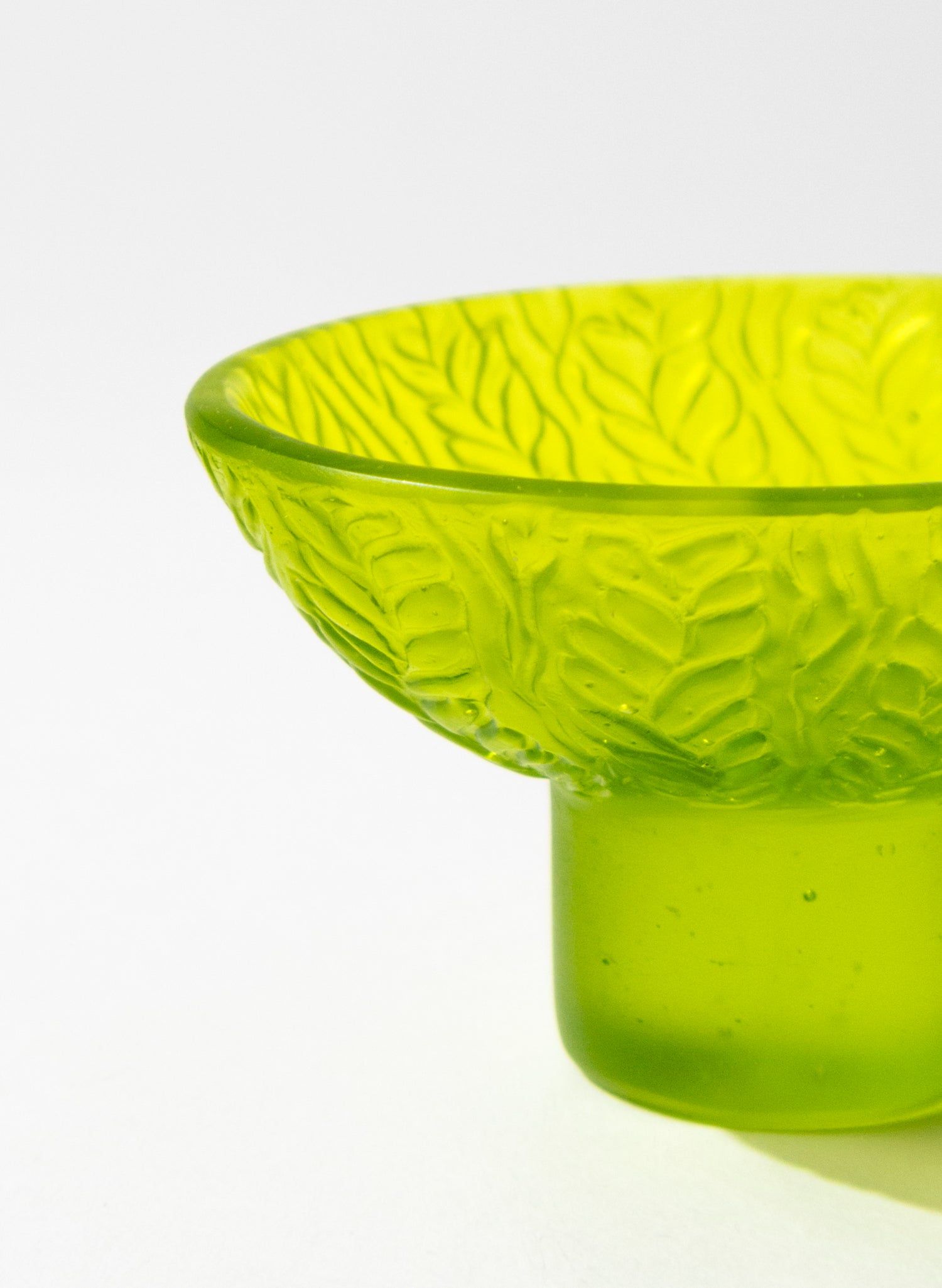 Lead Crystal Lime - Oval Carved Bowl