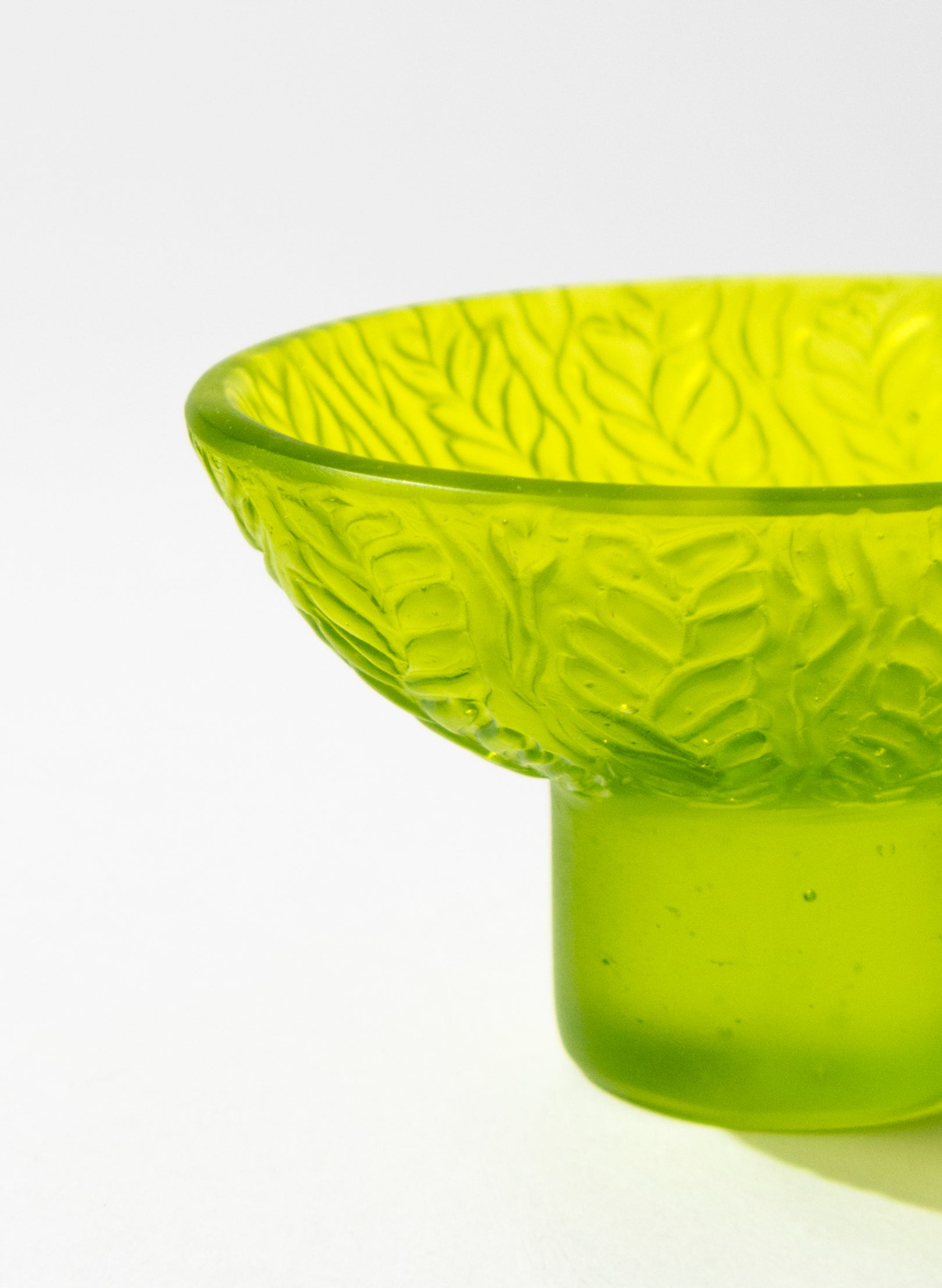 Lead Crystal Lime - Oval Carved Bowl