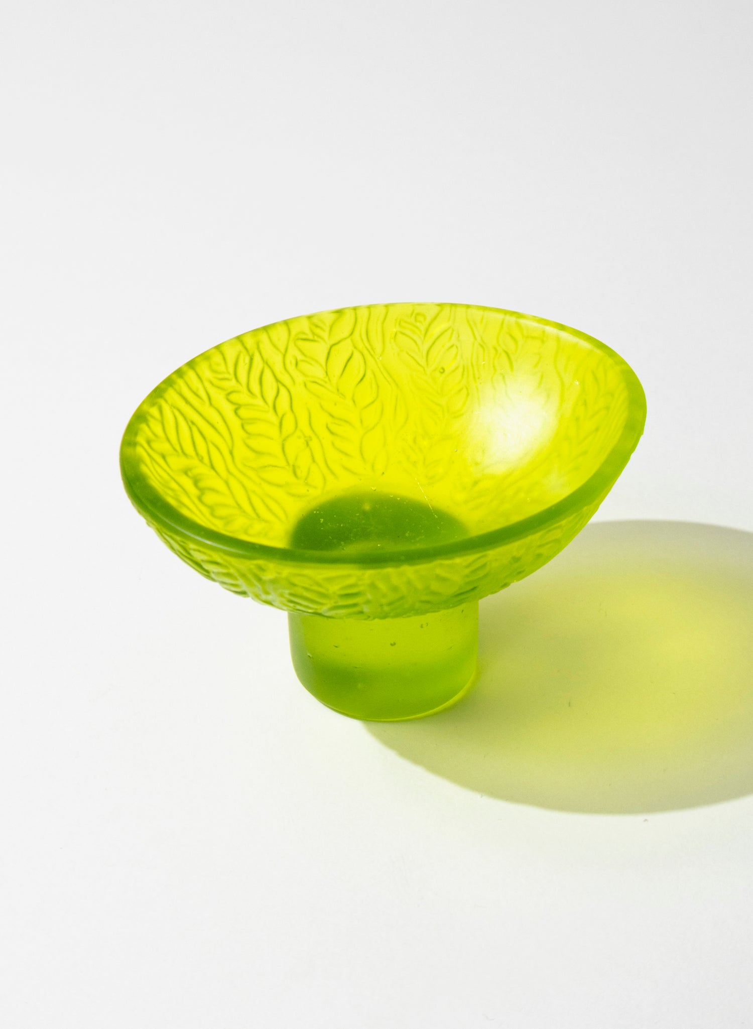 Lead Crystal Lime - Oval Carved Bowl