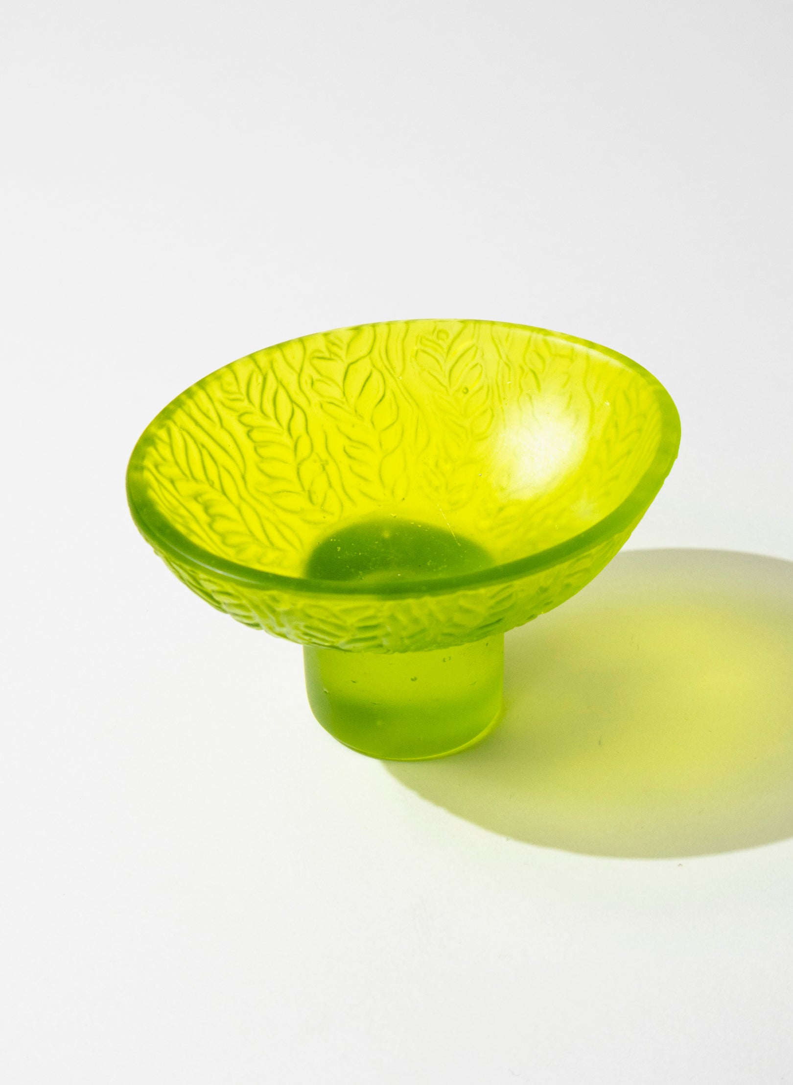 Lead Crystal Lime - Oval Carved Bowl