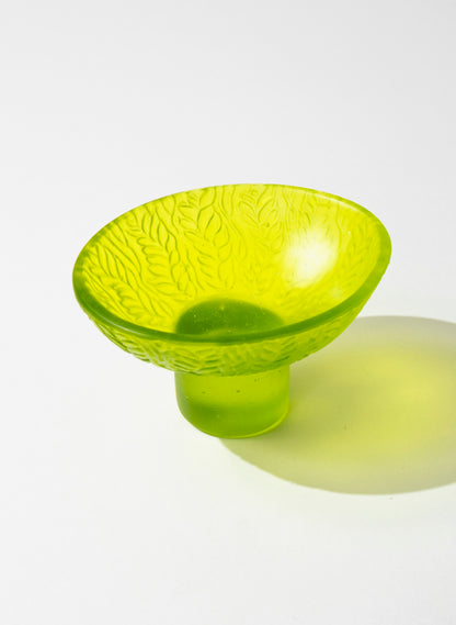 Lead Crystal Lime - Oval Carved Bowl