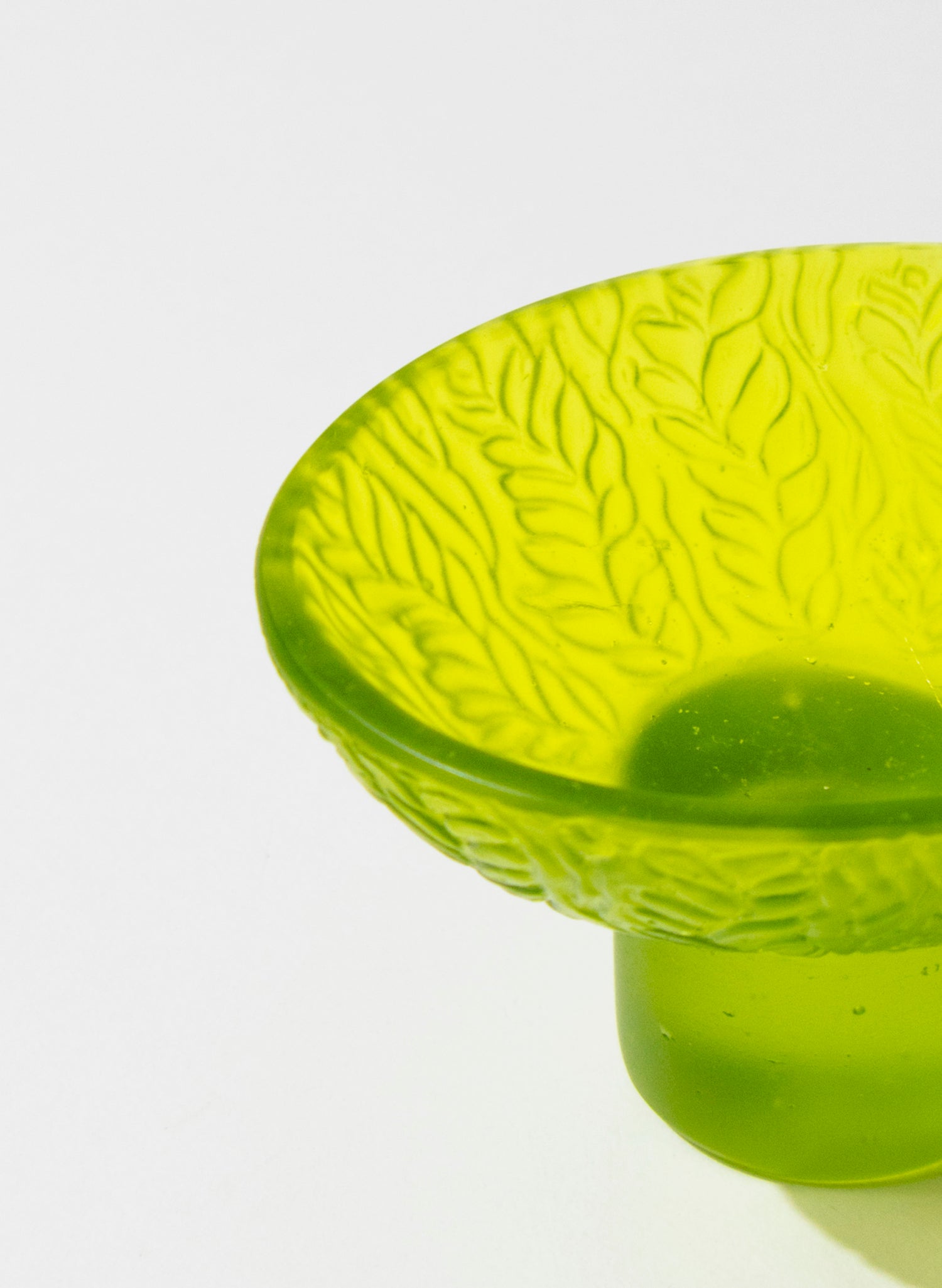 Lead Crystal Lime - Oval Carved Bowl