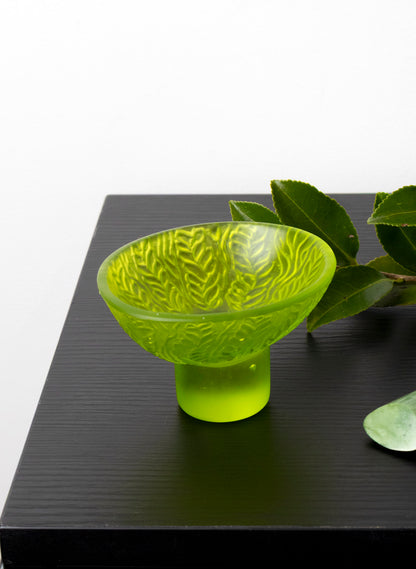 Lead Crystal Lime - Oval Carved Bowl