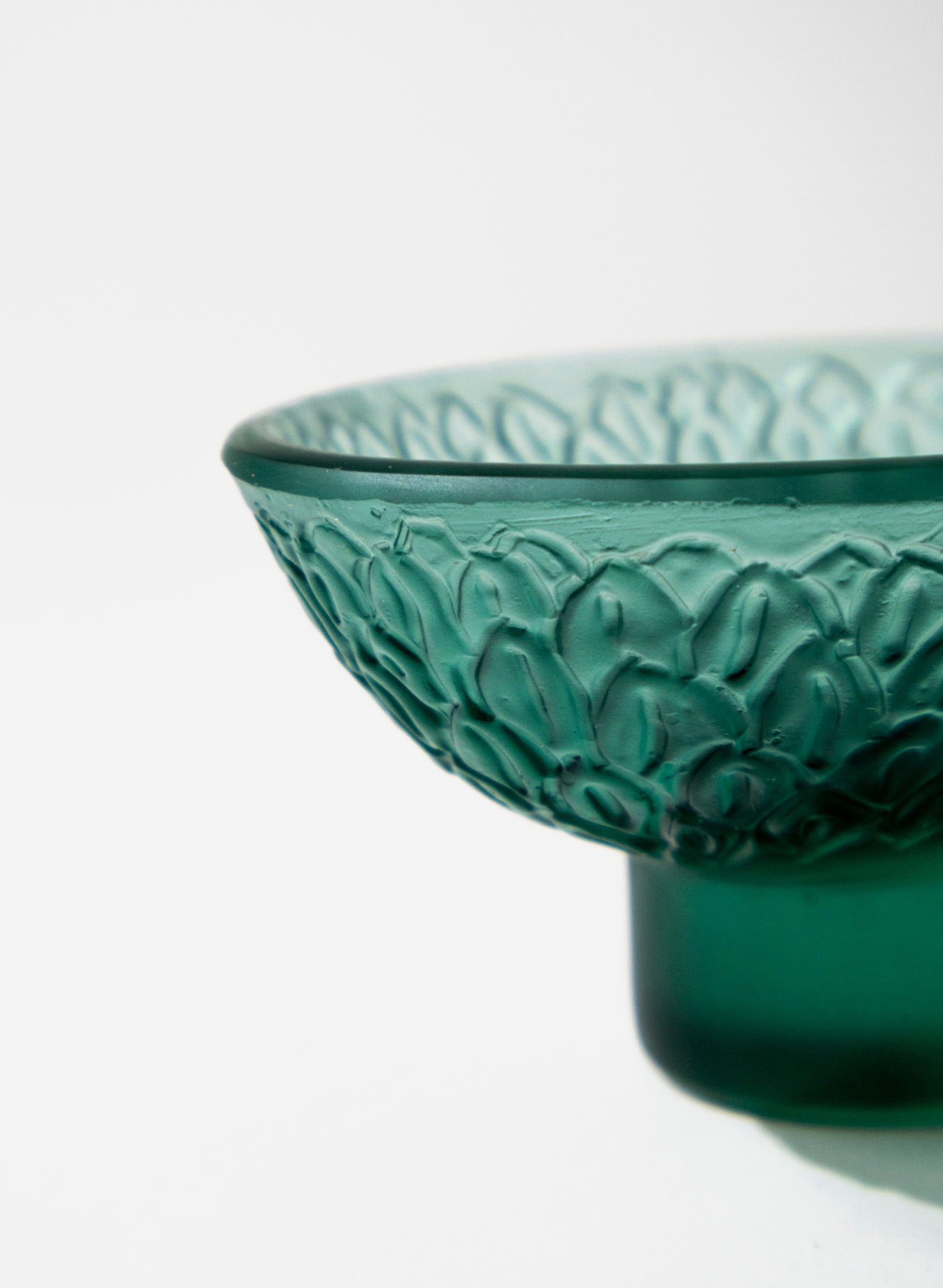 Lead Crystal Jade - Oval Carved Bowl