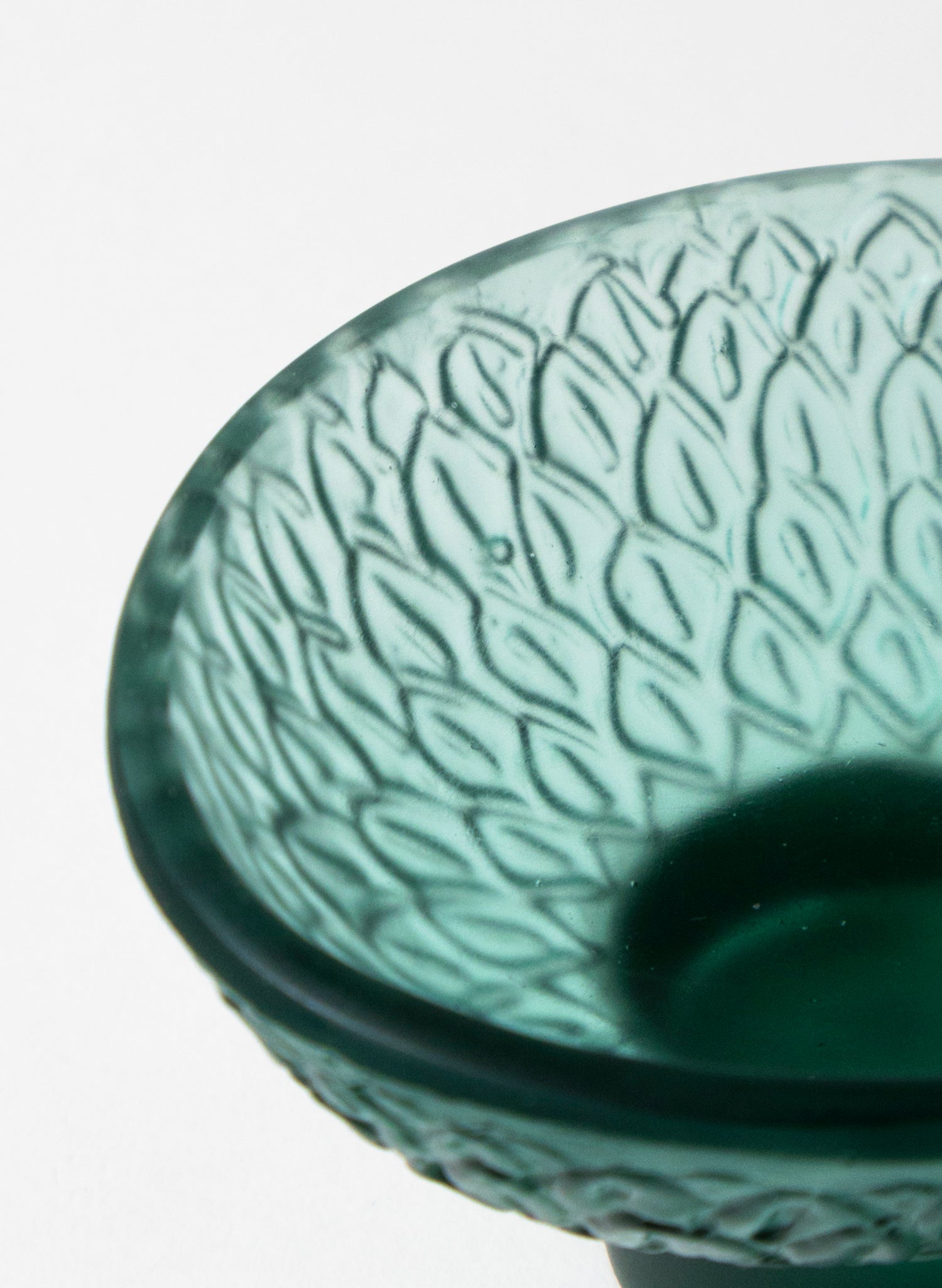 Lead Crystal Jade - Oval Carved Bowl