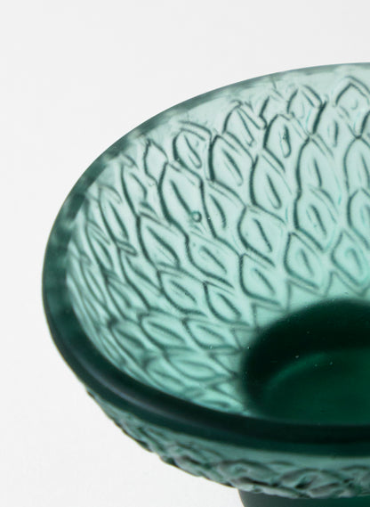 Lead Crystal Jade - Oval Carved Bowl