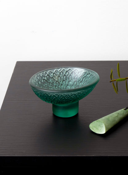 Lead Crystal Jade - Oval Carved Bowl