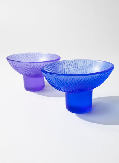 Lead Crystal Cobalt - Oval Carved Bowl