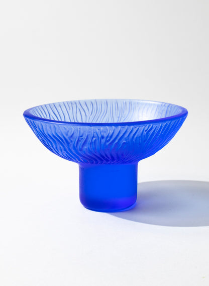 Lead Crystal Cobalt - Oval Carved Bowl