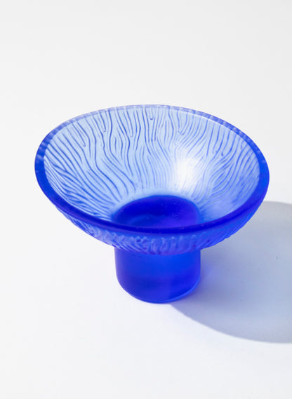 Lead Crystal Cobalt - Oval Carved Bowl