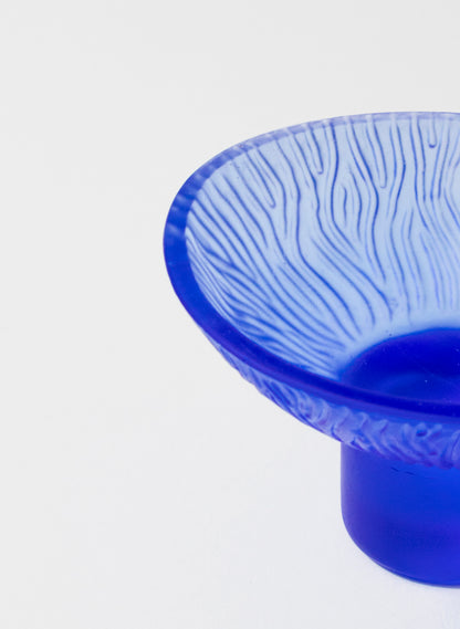 Lead Crystal Cobalt - Oval Carved Bowl
