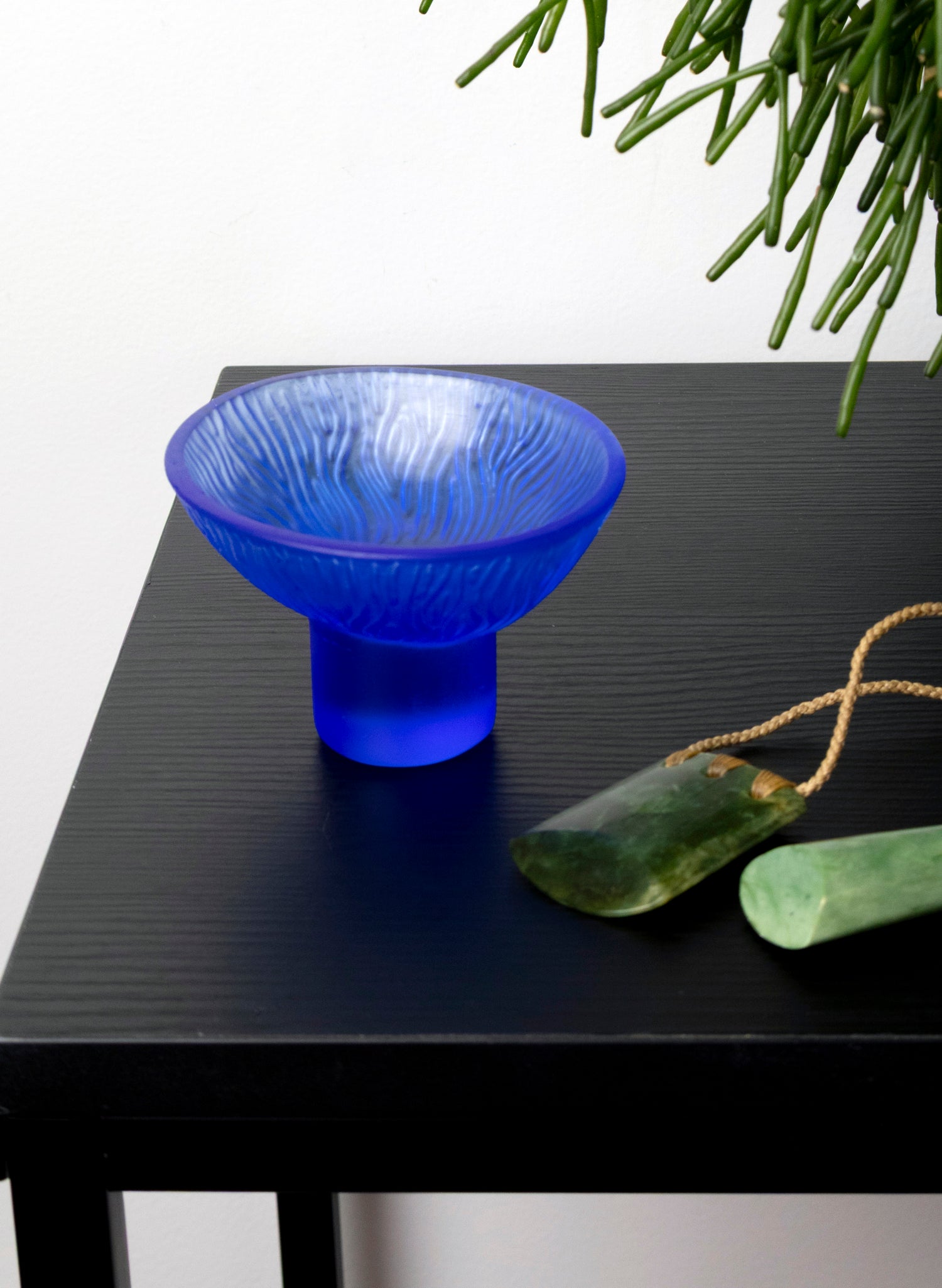 Lead Crystal Cobalt - Oval Carved Bowl
