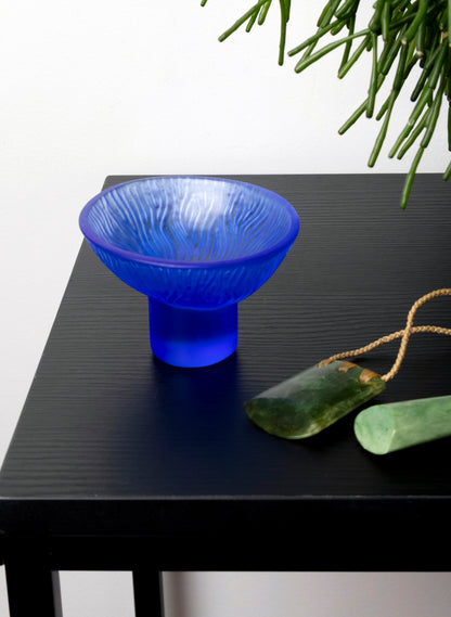 Lead Crystal Cobalt - Oval Carved Bowl