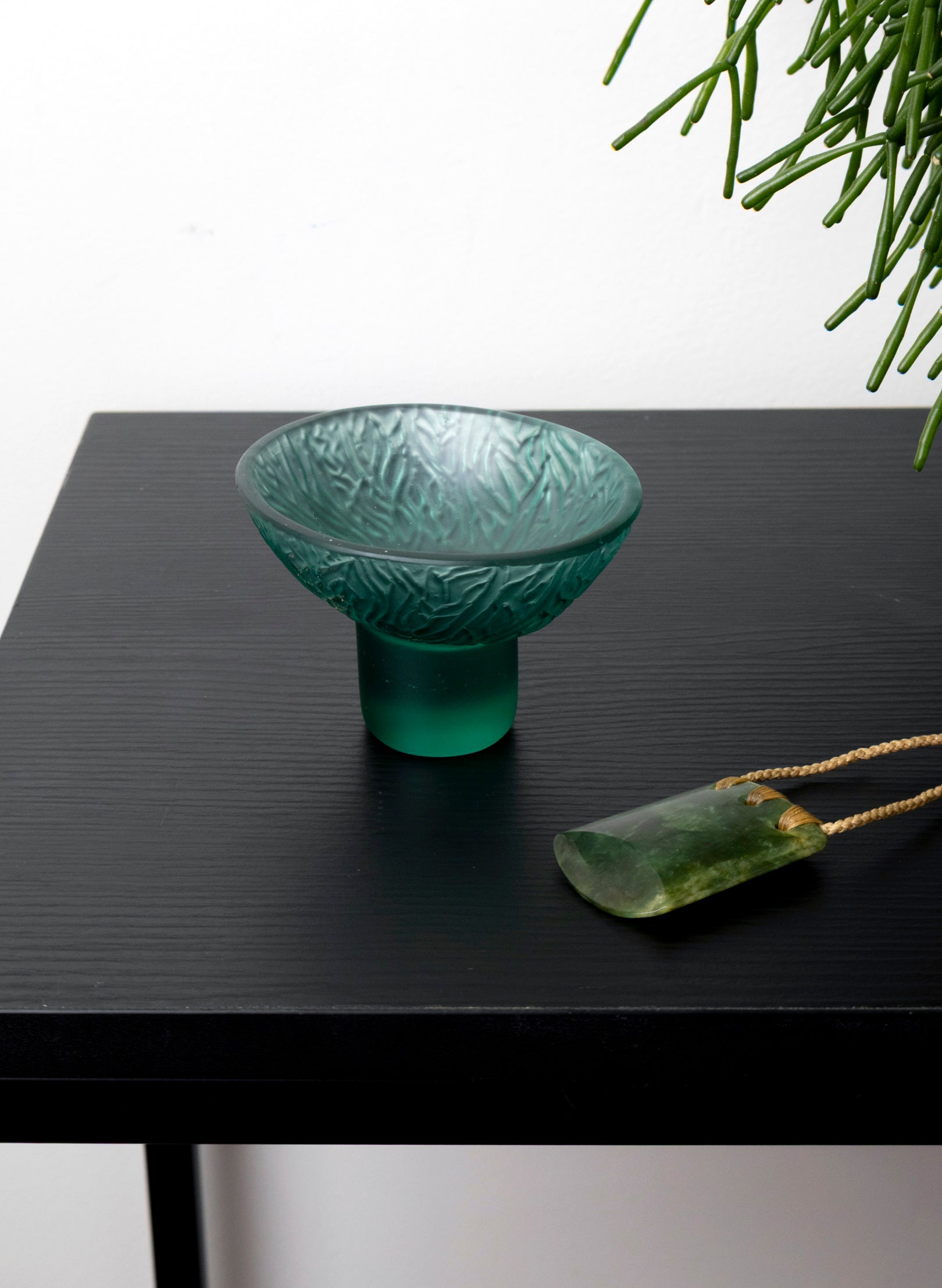 Lead Crystal Jade - Oval Carved Bowl