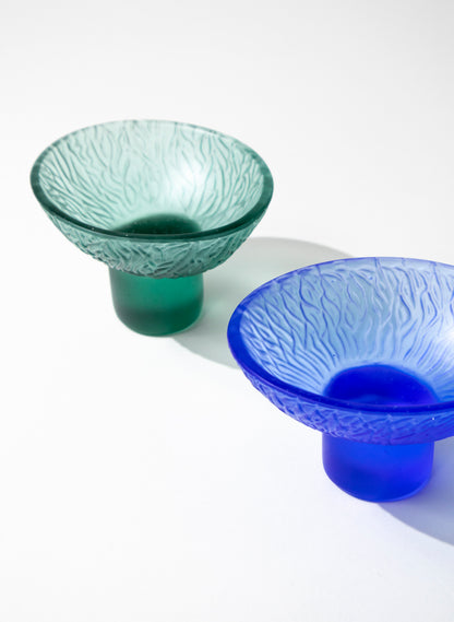 Lead Crystal Cobalt - Oval Carved Bowl